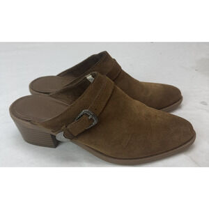 American Eagle Outfitters Suede Slip-On Strappy Buckle Clog Genuine Leather Sz 9